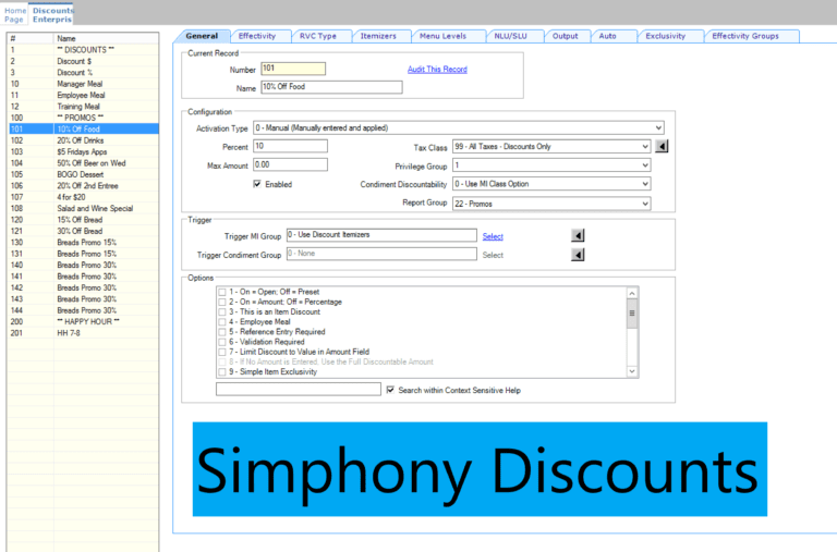 How to add Discounts in Micros Simphony Version 19
