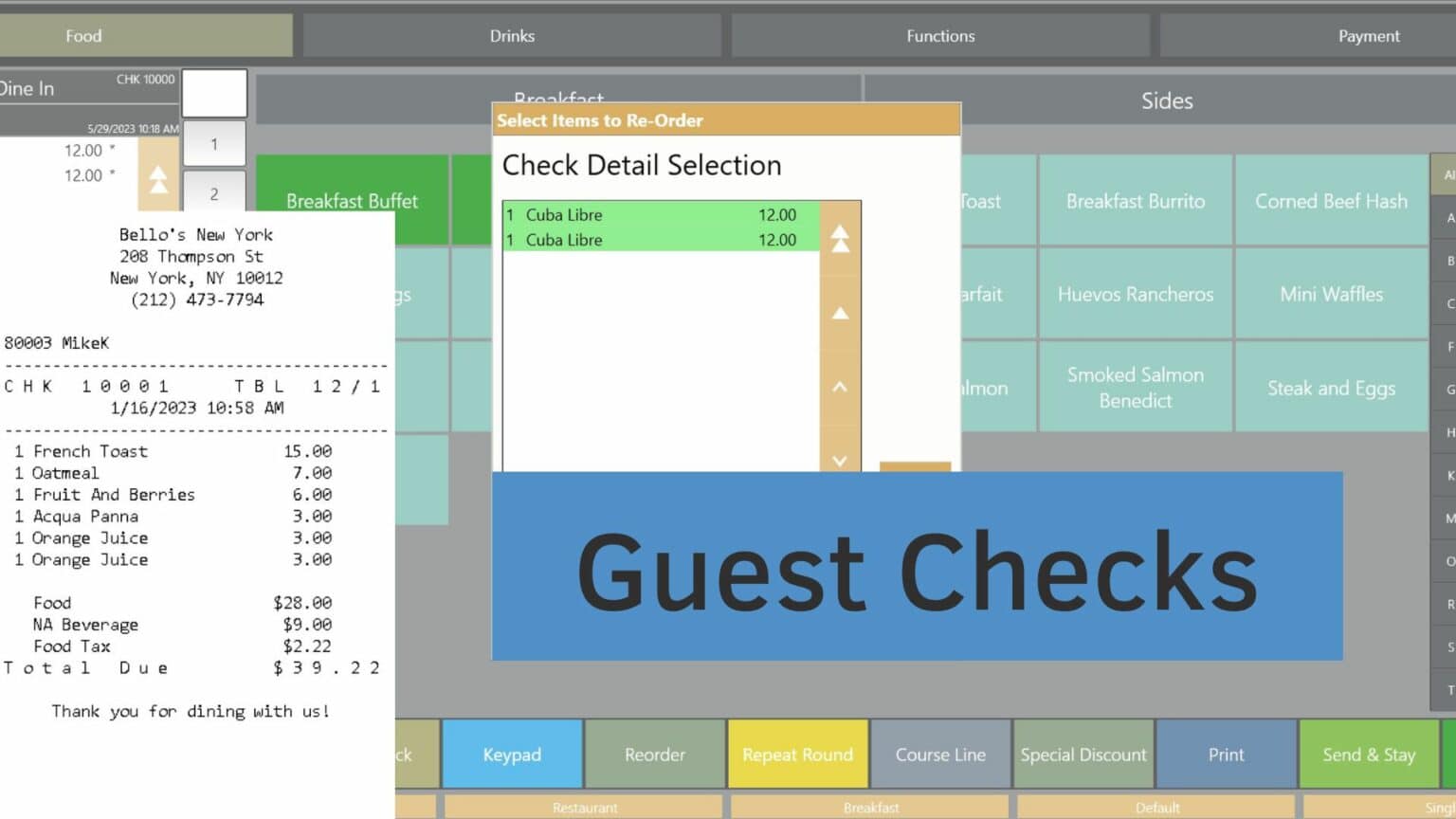 Guest Checks in Micros Simphony 19 SimSupport